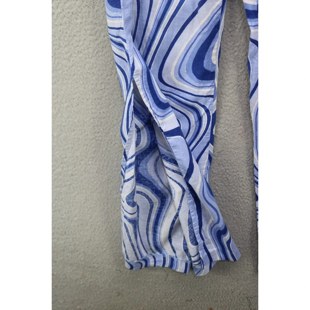 Zara Retro Flare Pants-Linen Blend-Side Slits-Size Large-60's-70's-BOHO-Retro